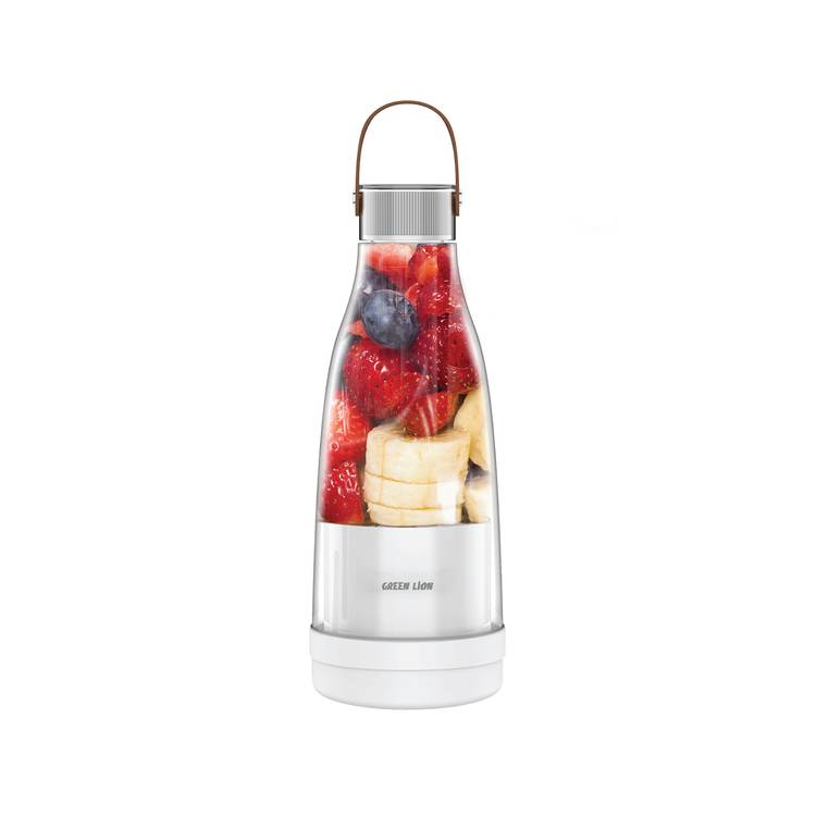 Green Lion Mix Mate Portable Juicer with 300mL Capacity, 1500mAh Battery Capacity, BPA Free PET Jar Material, Stainless Steel Blade Material, Type-C Charging Port, 3-4 Hours Charging Time - White