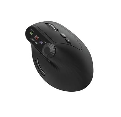 Green Lion Smart OLED Vertical Mouse with Ergonomic Design, Multi-Function Knob, 65 Hours Working Time, Dual Mode Switching - Black
