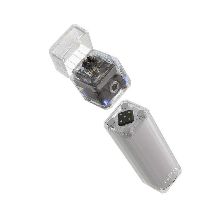 Levelo SwapCell Pro 15000mAh Powerbank with Accessories, 3 Battery Cells, Strong Magnetic Attachment, Arc Lighter & Torchlight Heads, Single Battery Cell & Head Included, Fast Charging - Transparent