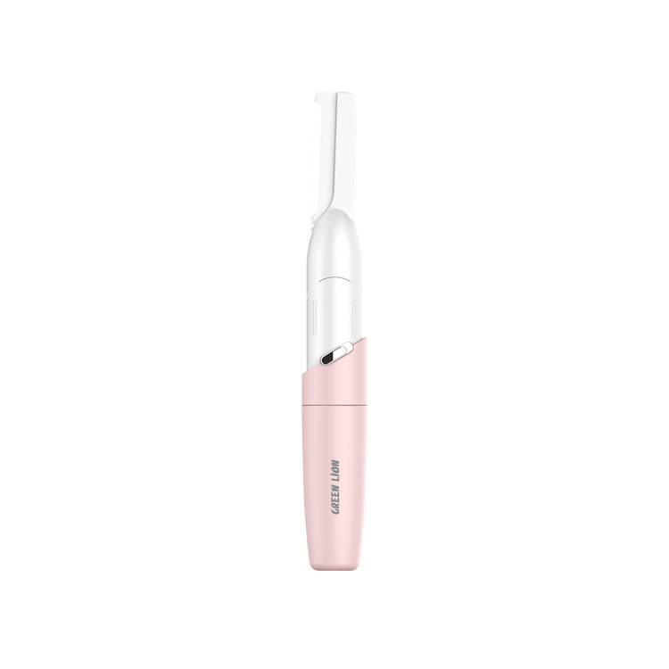 Green Lion Eyebrow Hair Trimmer with Adjustable Angle & Planner, ABS Material & Stainless Steel Blade, Replaceable AAA Battery, Skin Friendly, Precision Trimming, Ergonomic Design - Pink
