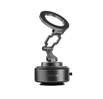 Green Lion GX-30 Auto Suction Phone Holder with 360° Rotation, Strong Suction Cup, 1.5kg Adsorption, One-Hand Operation, MagSafe Compatible, Type-C Charging, 14 Days Working Time - Matte Black