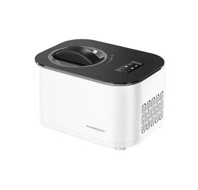 Powerology Ice Cream & Frozen Yogurt Machine with 4 Mixing Modes, 1L Capacity, 50 to 60 Minutes Preparation Time, Low-Noise Operation, 100W Cooling Power - White