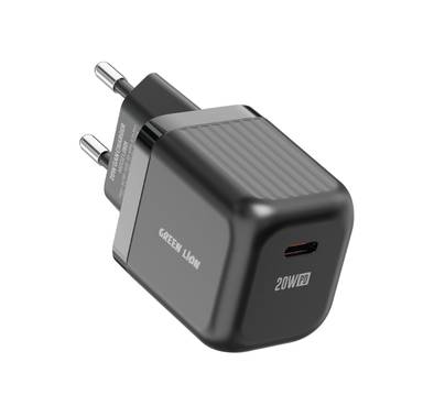 Green Lion Ultra Compact GaN Wall Charger with Single USB-C Port and PC Flame Retardant Material, Fast Charging Support, Charging Protection, Universal Compatibility, Ultra Portable - Black