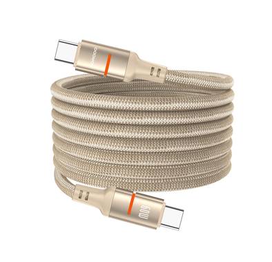 Porodo Type-C to Type-C Magnetic Braided Cable with 60W Power Delivery, 1.2m Cable Length, More than 15,000 Bends Lifespan, Tangle-Free Design - Gold