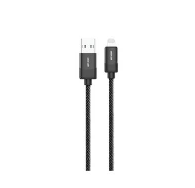 Green Lion USB-A to Lightning Braided Cable with 10000 Bends Lifespan, 1m Length, 12W Current Power, Wide Compatibility, Secure & Safe, Charge & Sync, 480Mbps Transfer Speed - Black