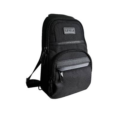 Levelo Urban Sling Bag with Multiple Compartments, 1680D Polyester Material, Lightweight Design, Ample Space, Versatile Use - Black