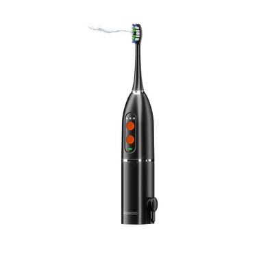 Porodo Adults Electric Water Floss & Toothbrush with 100mL Water Tank, 25 Days Battery Life, 1000mAh Battery Capacity, IPX7 Waterproof Rating, 37,800 Strokes/Minute Vibration Frequency, 73~86 PSI Water Flossing Pressure, Type-C Charging, 3 Hours Charging Time, 2 Replacement Brush Heads - Black