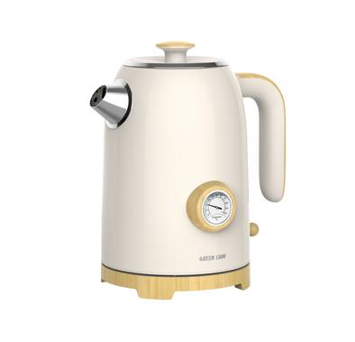 Green Lion Classic Kettle with 1.7L Capacity, 4-6 Minutes Heating Time, 2200W Power, Boil-Dry Protection, Detachable Base, Water Level Indicator - Beige