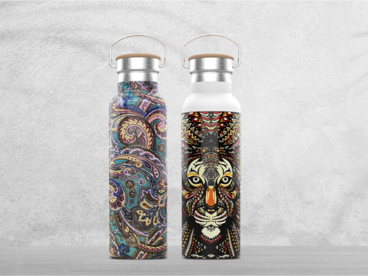 Pattern Stainless Steel Portable Water Bottle 600ml